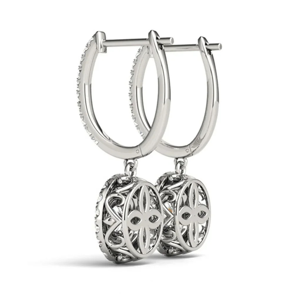 925 Silver Round Plated CZ Drop Earrings for Women, FB16FA1121